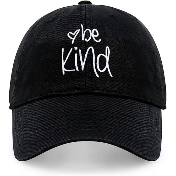 /HA/Vær venlig Trendy Kvinder Cap Unisex Bomuld Polo Stil Sjovt Inspirerende ordsprog Sæsonbetonede udendørs rejsehatte, sort