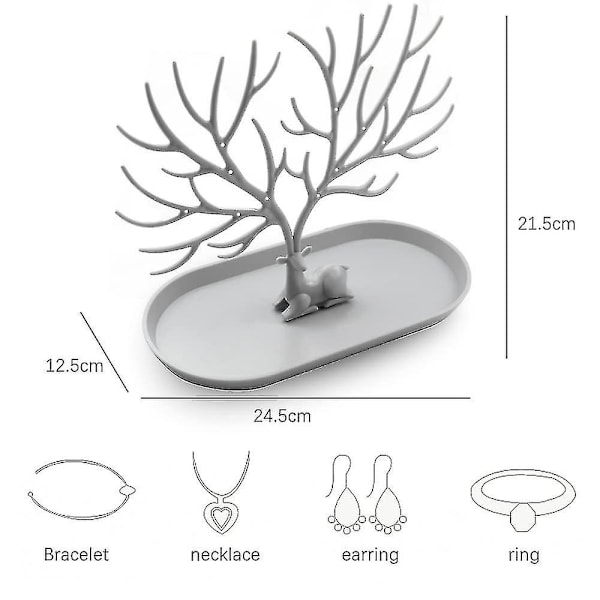 Smyckeshållare i form av hjortgevir, trevånings smyckeshållare med lådor, dekorativt smyckesträd