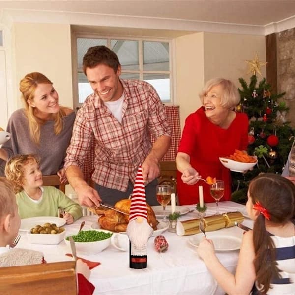 4-pack Jul Tomte Vinflaskor Omslag Handgjorda Tomtar Svenska Tomtar Vinflaskor Toppar Dekorativa Jultomte Presenter