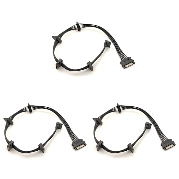 3x 15-pin SATA-strömkabel för hårddisk, 1 hane till 5 hona, förlängningskabel för Di