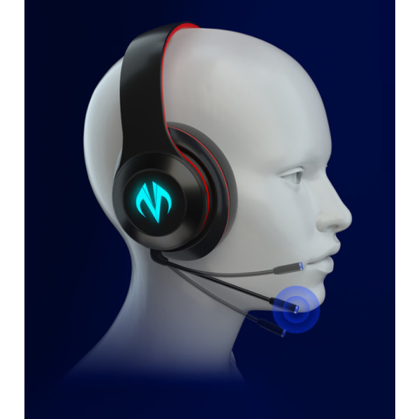 Bluetooth headset musikmottagare lyssna på musik och watch på film headset trådlöst headset Bluetooth sportspelheadset (svart rött