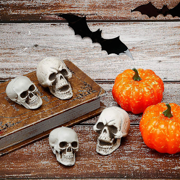 8 stk Halloween-skalle, realistiske skallehoder, Halloween-bar, hjem, borddekorasjoner 5*6*8cm Uu