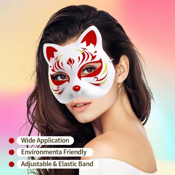 10 HAck kattmasker, DIY HApermasker för Halloween Cosplay, maskeradfester och gruppevenemang, vit