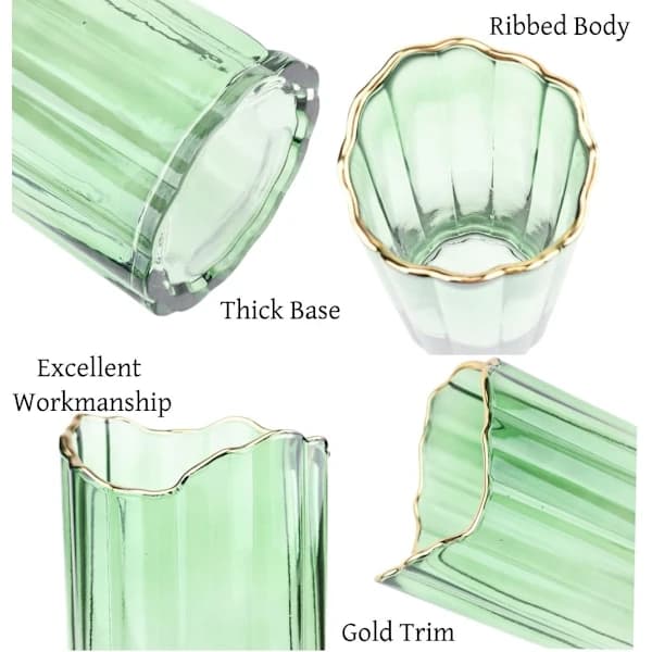 HA~Hög Glasvas för Blomvas Tjock Stor Cylindervas Heminredning Grön 12x30cm