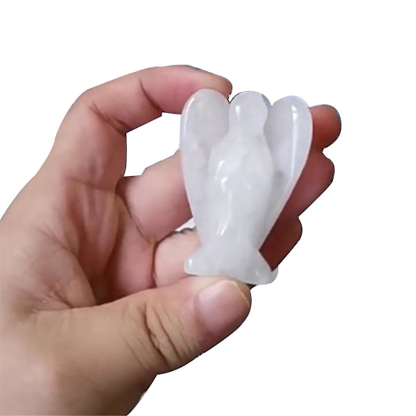 Hvid Jade Smuk Udsmykket Krystal Engel Sten Statue Figurer Reiki Healing Ornament