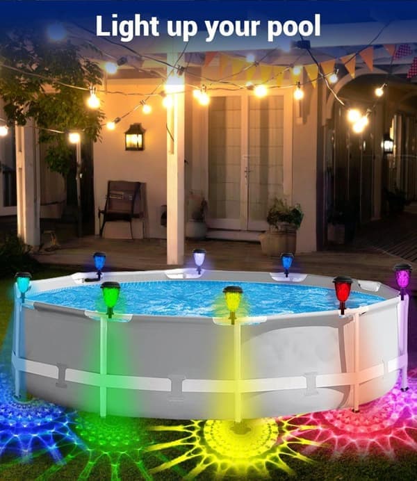 6 st solcellslampor för pool, vattentäta LED RGB-lampor