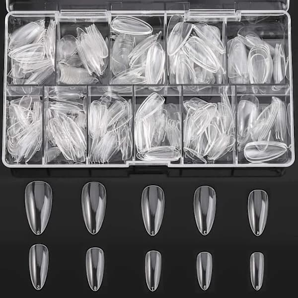 Negltupper 500 stk Klar Akryl Medium Negl Full Dekning med
