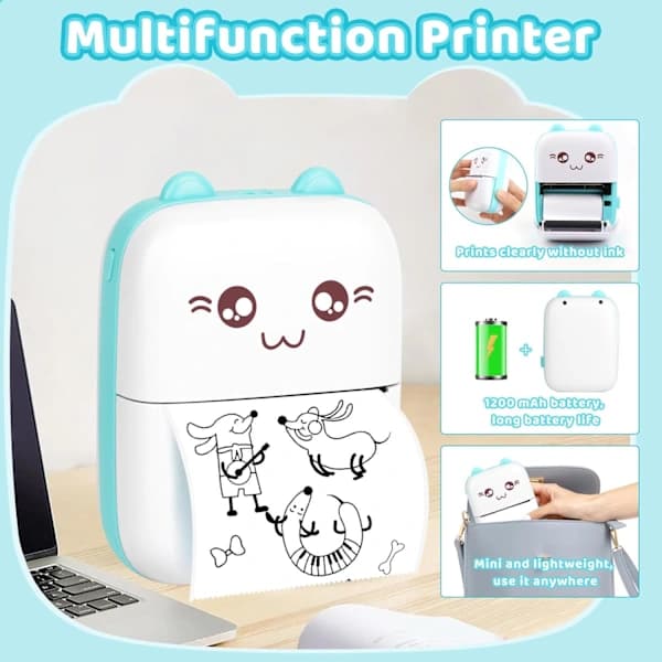 HA-Mini Bærbar Printer, Bærbar Termisk Fotoprinter, Lommeprinter, Blækfri Printer, Bluetooth- og WiFi-printer