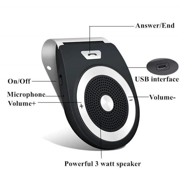 Håndsfrit sæt - Bluetooth 4.1 - Automatisk tænding - Dobbelt tilslutning - USB-oplader inkluderet