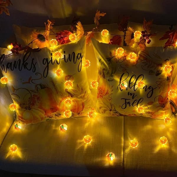 4-pak Halloween Lys - 8 meter 80 LED Græskarlys, Batteridrevne Dekorationslys til Fest & Party