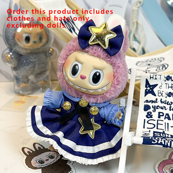 [HH] Labubu Kläder Universal Sittande Stående Plyschdocka Designkläder Tillbehör Blind Box Labubu Kläder style 33