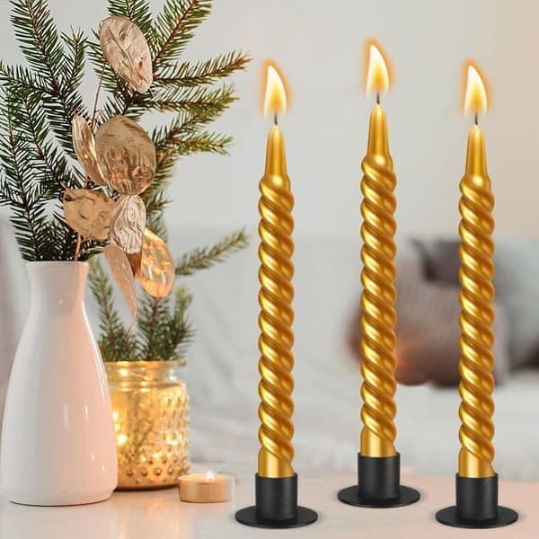 4/6/8/12/16-pack Matt Guld Ljusstake Metall Ljusstake för Bröllop Fest Jul Bord Sovrum