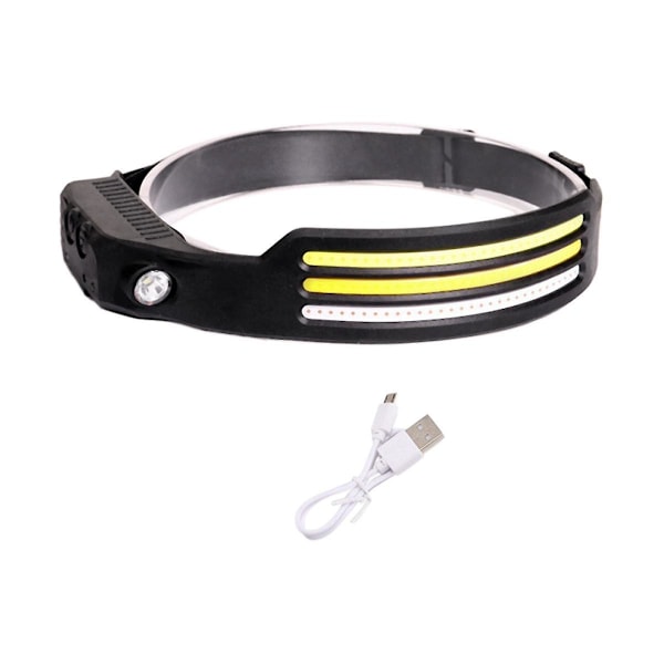 Induktiivinen otsalamppu Cob otsalamppu Valonheitin Taskulamppu Usb ladattava (valkoinen keltainen R