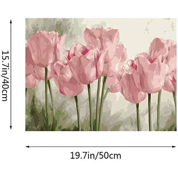 Mal efter nummer for voksne 40x50 cm Pink Tulipaner