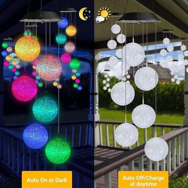 Solar Wind Chime – 6 LED Light Balls with Color Change & IP44 Waterproof Design