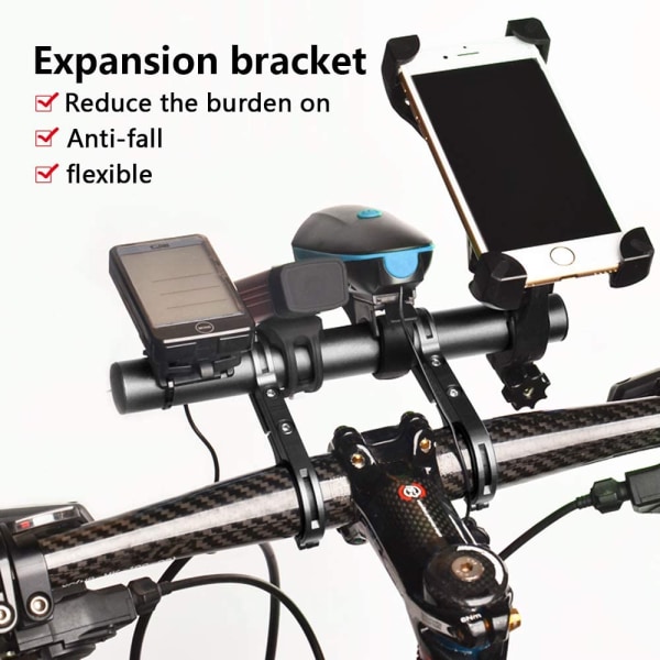 Cykelstyreförlängning, cykelstyreförlängare, 20 cm aluminiumlegering förlängningsfäste för cykelstyre för att sätta smartphone GPS-lampa A