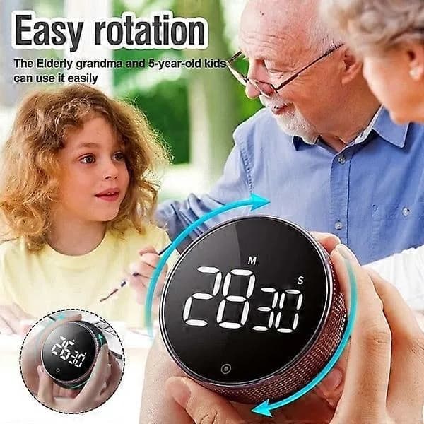 Rund roterende digital timer Stopur LED 99 minutter 59
