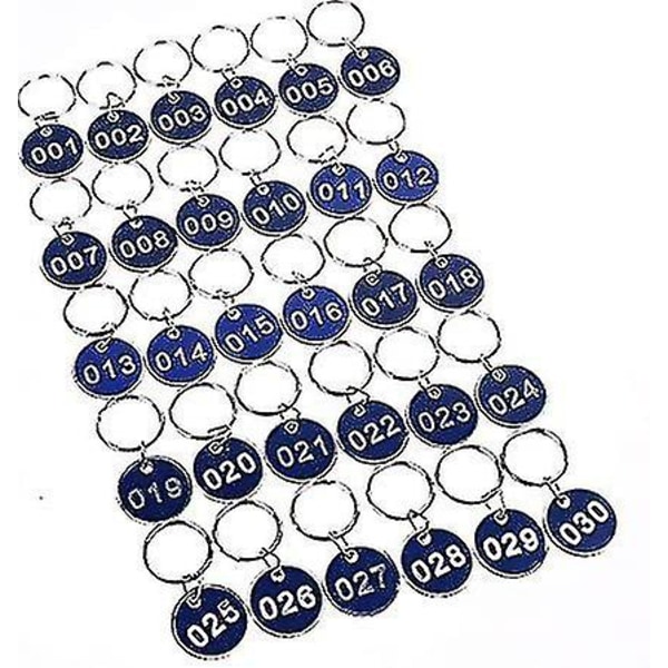 Aluminium Nummerbrickor Hand Tag Hangtag Metallnummerplatta Nyckeldepositionsnummer Brickor Id-brickor Nyckelbrickor (1-50, Blå)