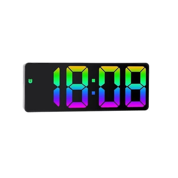 LED Digital Väggklocka - Extra stor display med tid, datum & temperatur | Sängbords-/väggklocka med larmfunktion