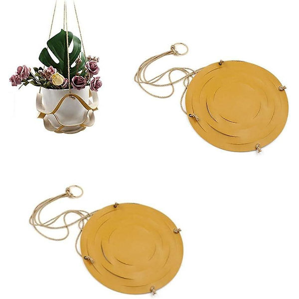 Läderhängande blomkruka - För inomhus och utomhus  22cm / 10cm  Gul