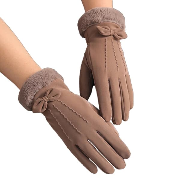 Varme Vinterhandsker til Damer med Touchscreen, Termisk Blødt For og Elastisk Manchet til Sms khaki