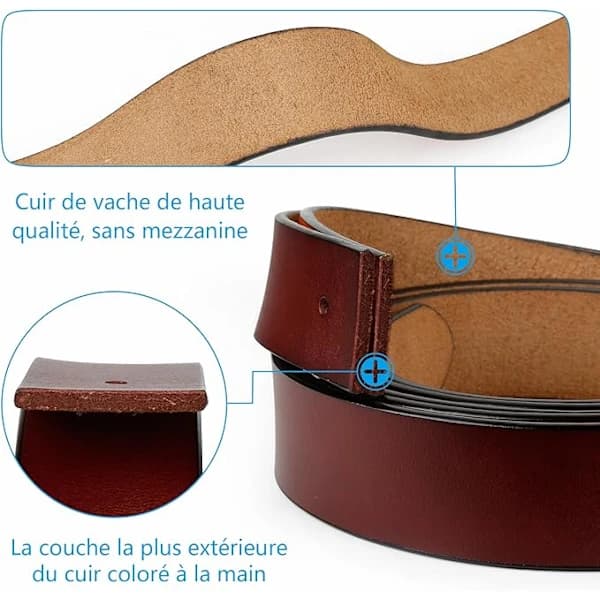 HA~Læderbælte til mænd, stor størrelse 110cm-125cm, til jeans, sort brun 38mm