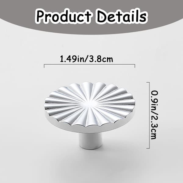 ABS Solros Skåpsknoppar, Enkelhål, 12-pack för Köksluckor, Byråar och Möbler, Krom, 38 mm