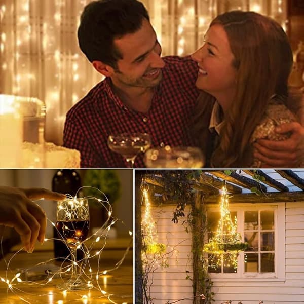 Solcellsslinga 20-300 LED 2-30M, koppartråd, utomhus dekorationsbelysning för jul & fest