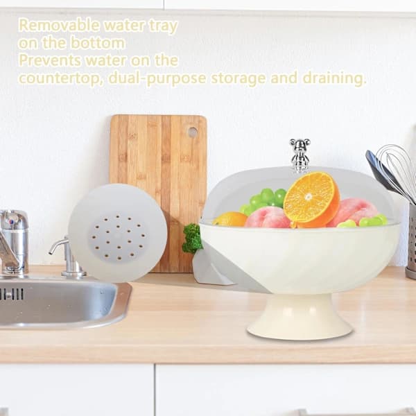 HA~Fruit Basket for Kitchen Counter, Clear Fruit Bowl with Lid, Fruit Display for Party Wedding Vegetables