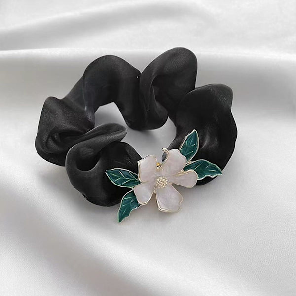 Gardenia silk hiusdonitsit hellävaraiset satiinidonitsit super keiju temperamentti kukka poninhäntä hiusdonitsit päähine (musta),WZ-1459R