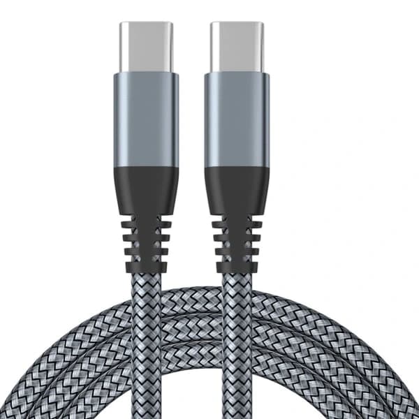 2-pakning USB-C ladekabel 60 W hurtiglading Grå 3 m