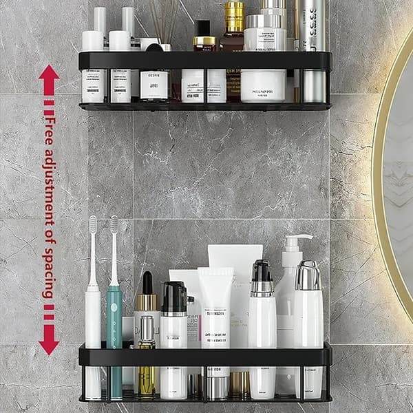 Double Shower Caddy in Stainless Steel – Wall Adhesive Mounting, Drill-Free & Durable Bathroom Storage