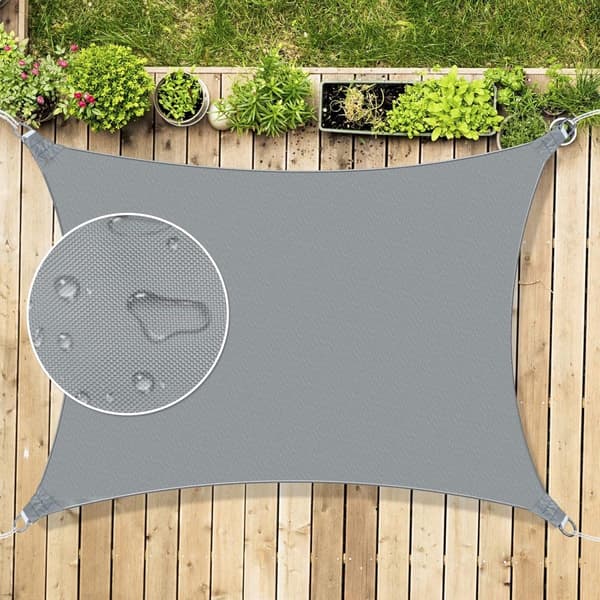 Solsejl, Vandtæt 420D Polyester, 95% UV-beskyttelse, Forstærkede Hjørner, Til Have Terrasse, Mørkegrå, 2,5 x 3 m