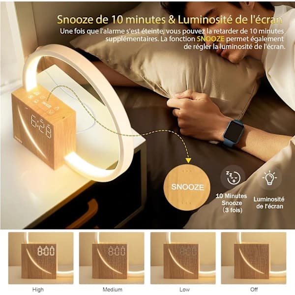 HA-10W Bedside Lamp with USB Charging, Wake-up Light Touch Control Dimmable Table Lamp Sleep Aid for Babies & Adults
