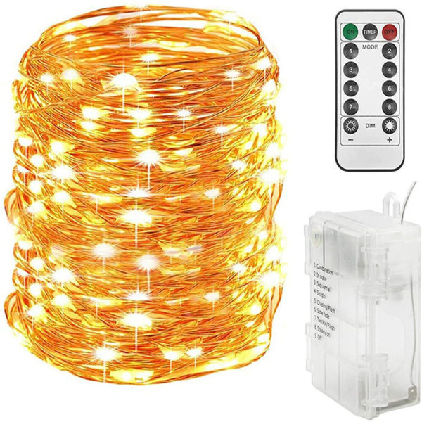 Koppartråd Fairy String Lights USB driven, Fjärrkontroll för bröllopsfest Hem Juldekoration, 5M