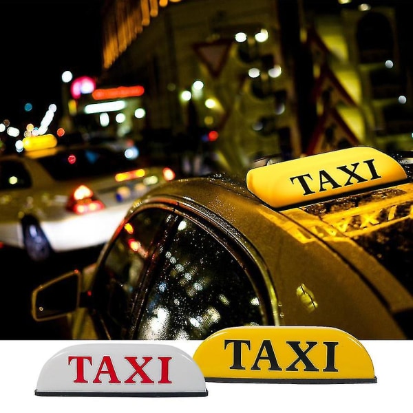 12V Taxi-skiltlampe med magnet Taxi LED-lys Taxi-taklampe Taxi-indikatorskilt Hvit-yvan