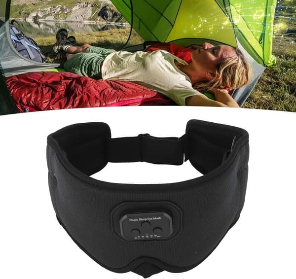 3D Sömnmask Bluetooth Sovhörlurar Svart