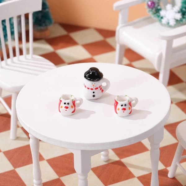 HA-3 st Simulerad Mini Kaffe Te Set Jul Skrivbordsdekoration Tecknad Keramikdekor