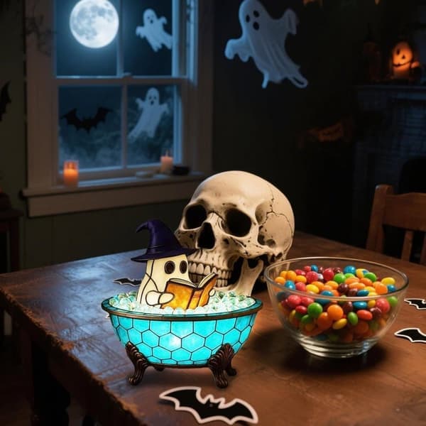 Halloween natlampe – Sød spøgelseslampe til badekar, perfekt halloweenpynt & gave