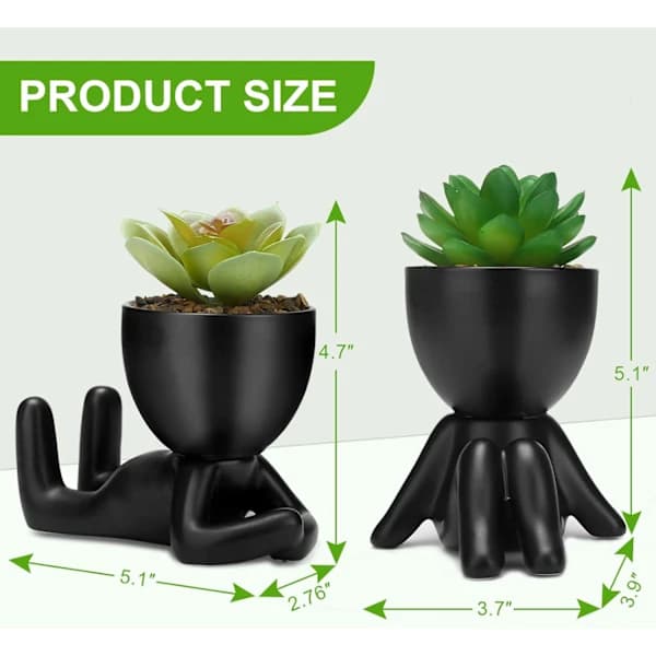 HA~Fejk Mini sukkulentplanter kunstige (2 stk) sorte