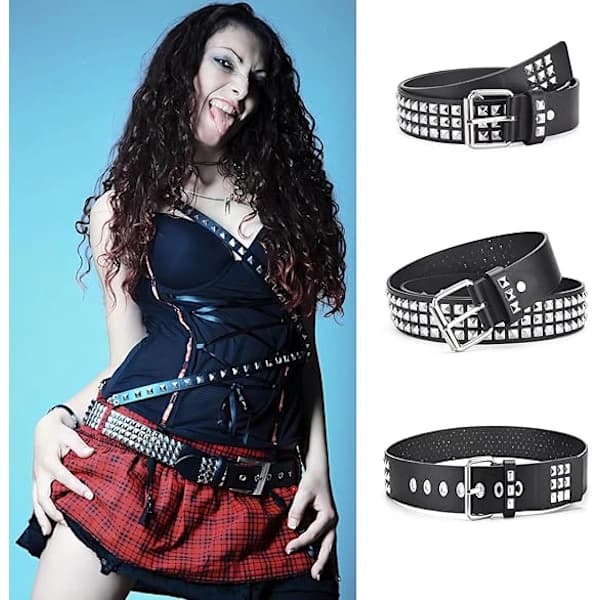HA~Spikad Bælte Punk Bælte Y2K Goth Bælte til Mænd eller Kvinder