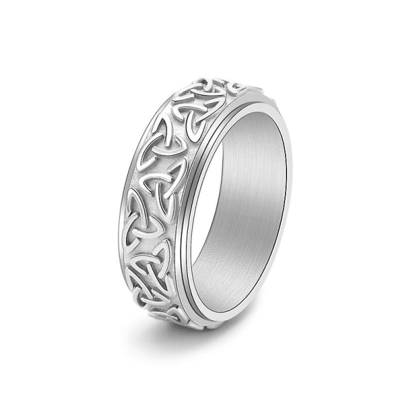 Stainless Steel Celtic Triangle Knot Turnable Ring Neutral Style Men's Personality Jewelry Circumference: 67.5mm Diameter: 21.5mm -1 item Silver