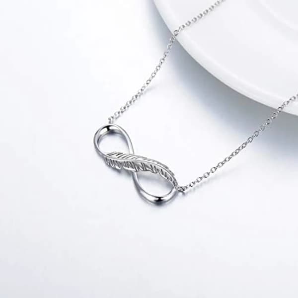 Infinity-höyhenkaulakoru 925 sterlinghopeaa, kaulakoru naisille, 18”+2”