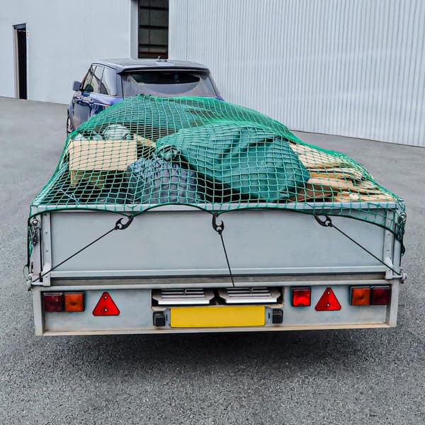 Trailer lastnet, rivefast polyethylen lastnet til trailere, lad og tagbøjler, 2 x 3 M, grøn