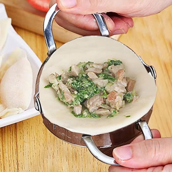 Dumpling Maker i Rustfrit Stål, Nem Forsegling Ravioli Empanada Pierogi Form til Hjemmekøkken, Sølv 10 cm