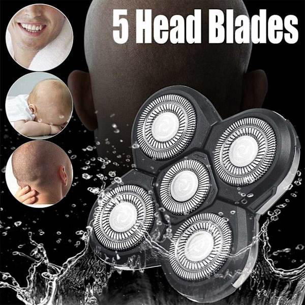5d Elektriske Barbermaskiner Erstatningshoder Razor Blades Heads Bald(blå)