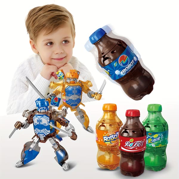 Kreativ Soda Samurai Robotleke, Transformerende Robotfigur, Pedagogisk ABS-leke for Gutter og Jenter, Julegave til Barn Blue One-size