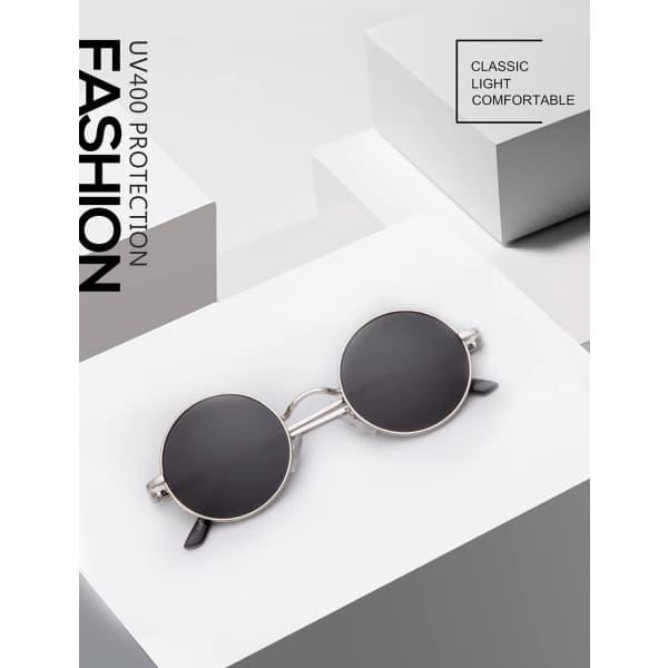 John Lennon-briller for menn, runde solbriller, polariserte sirkelformede