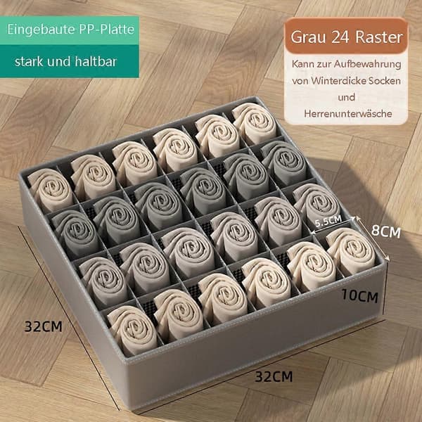 Skuffeorganisering/klesorganiseringssystem - Sammenleggbart-vaskbart for garderobe, soverom eller kommode, 14 deler, grå