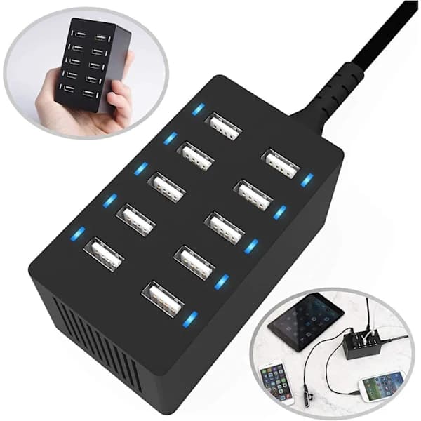 USB-ladestation, 50W 10-ports USB-oplader, Multi-Port DXGHC